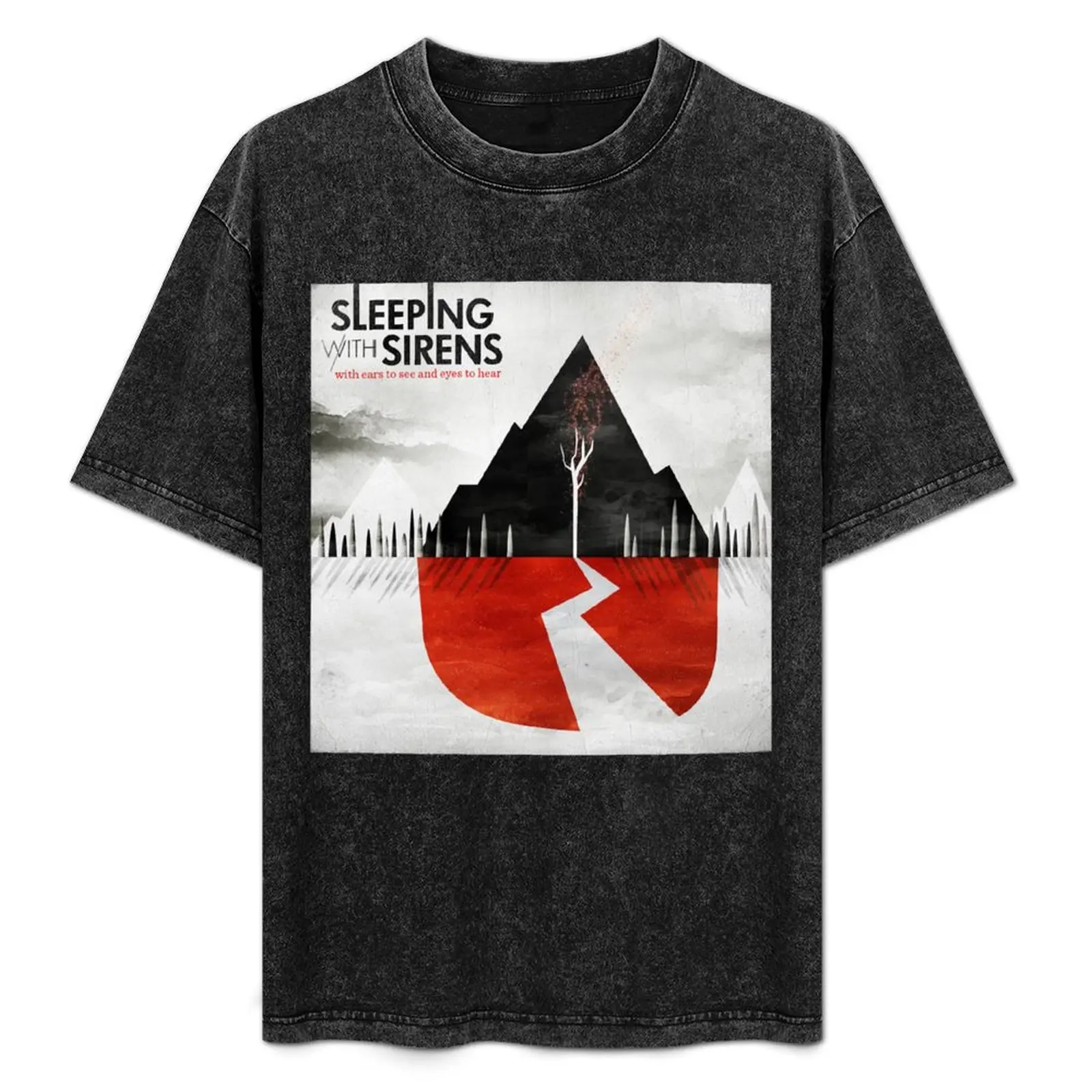 Camiseta informal de moda con estampado de Sleeping With Sirens con orejas para ver y ojos para escuchar