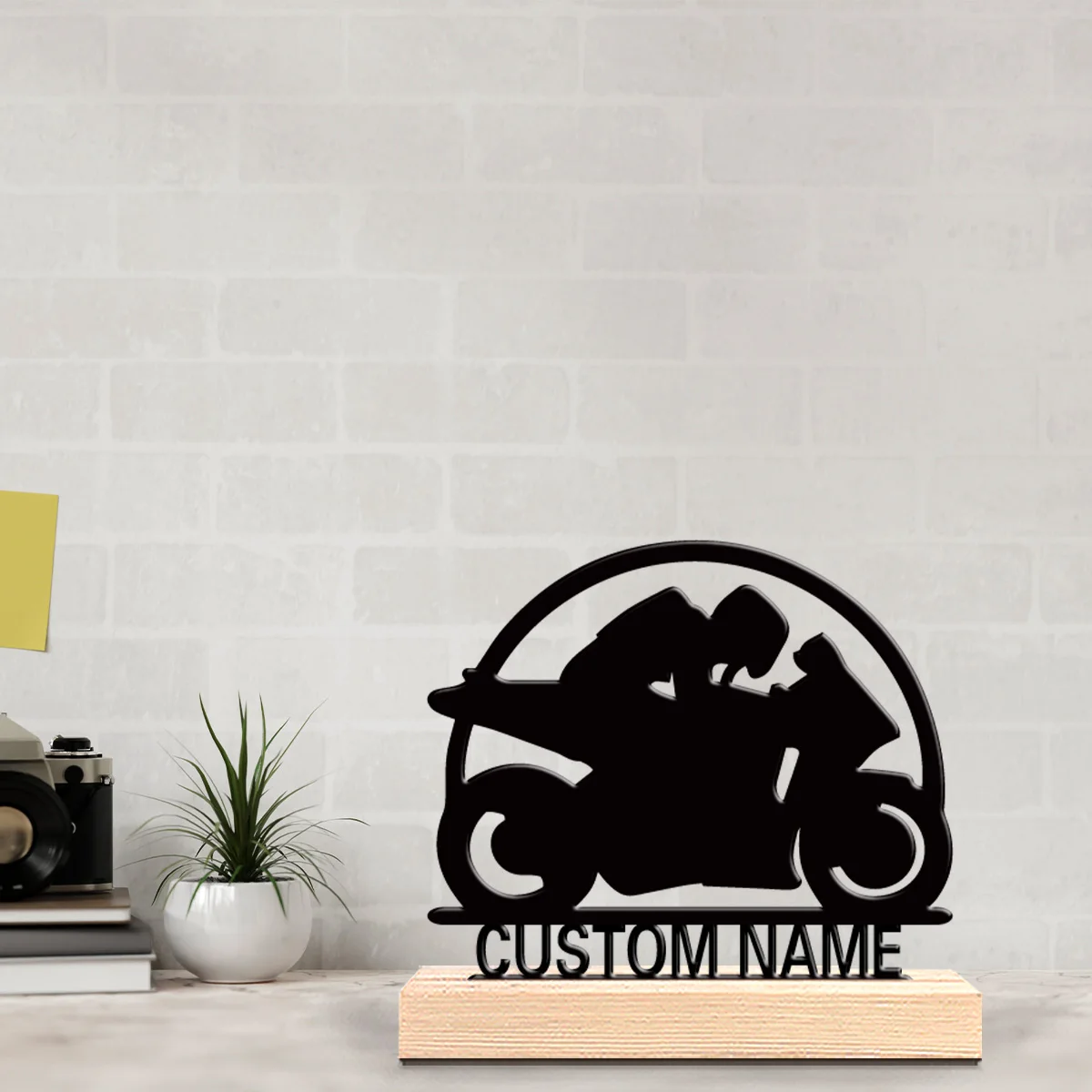 1 قطعة تماثيل معدنية رومانسية مخصصة للدراجات النارية مناسبة كهدية لعشاق الدراجات النارية، مع موضوع ذكر، مكتب #1