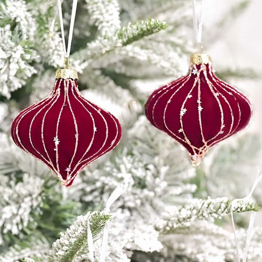 6PCS 8cm Velvet Christmas Ball Pendant Flocking Reusable Christmas Hanging Balls Shatterproof Elegant Xmas Tree Ornaments
