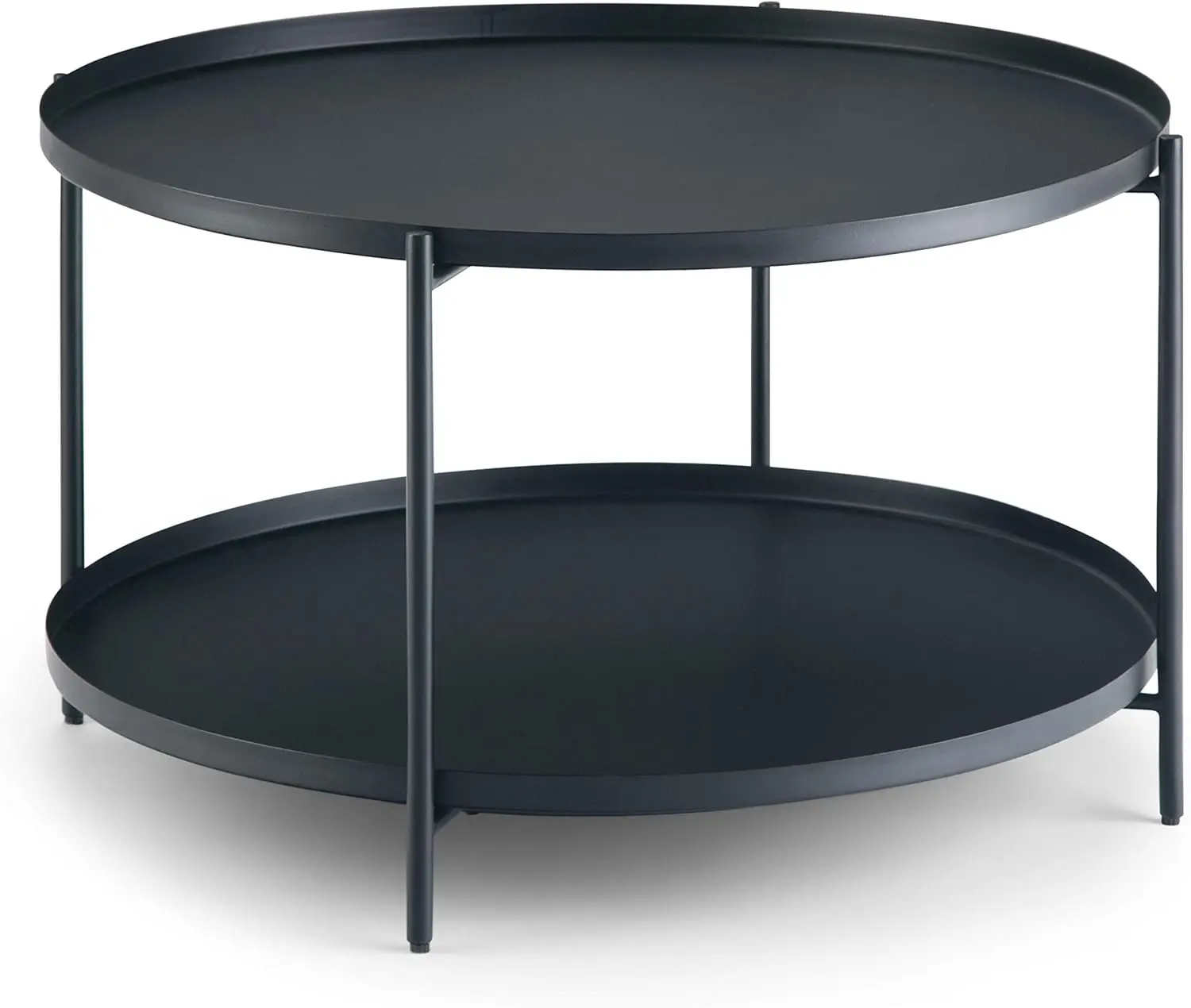 Monet Industrial 32 Inch Wide Metal Coffee Table In Black, For The Living Room And Family Room