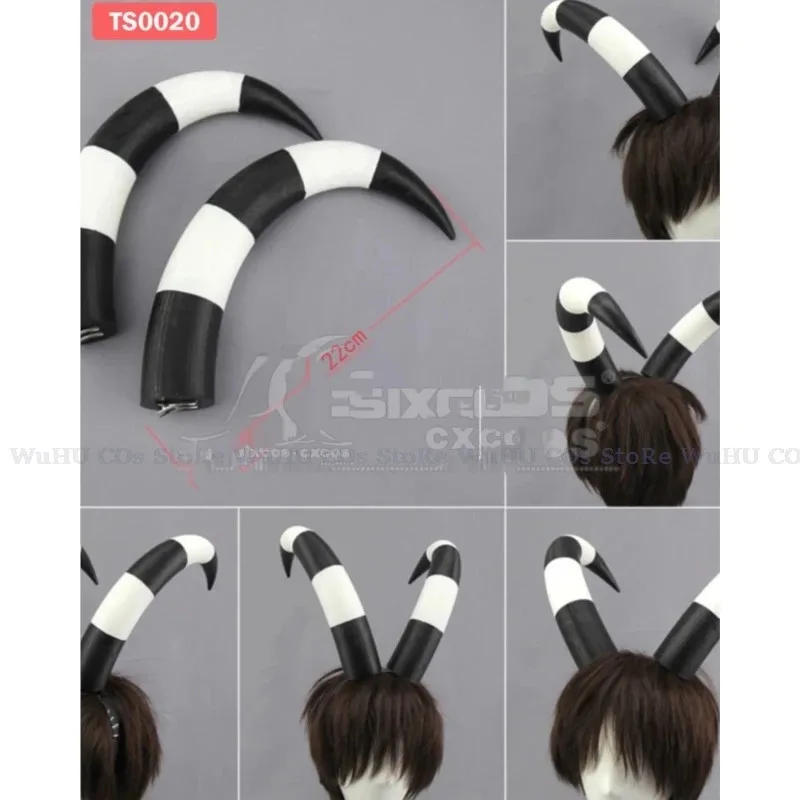 2025 yiyi أنيمي Helluva Boss تأثيري الدعامة 22 سنتيمتر أسود أبيض بيند Blitzo قرون النساء الرجال هالوين Co