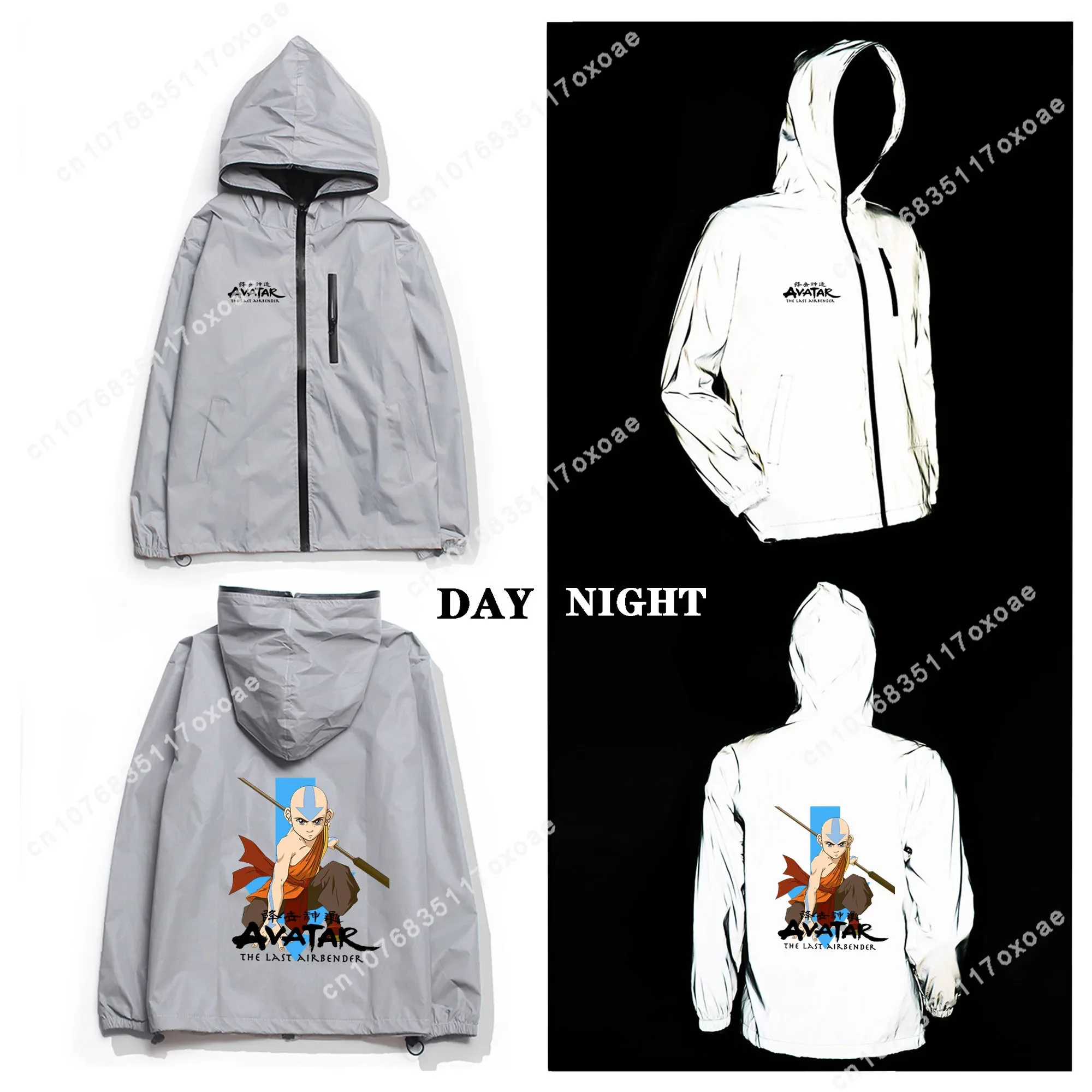 

Avatar The Last Airbender Reflective Jacket Mens Women Coat Hooded Windbreaker Pocket Jackets Anime Cartoon Customization Hoodie