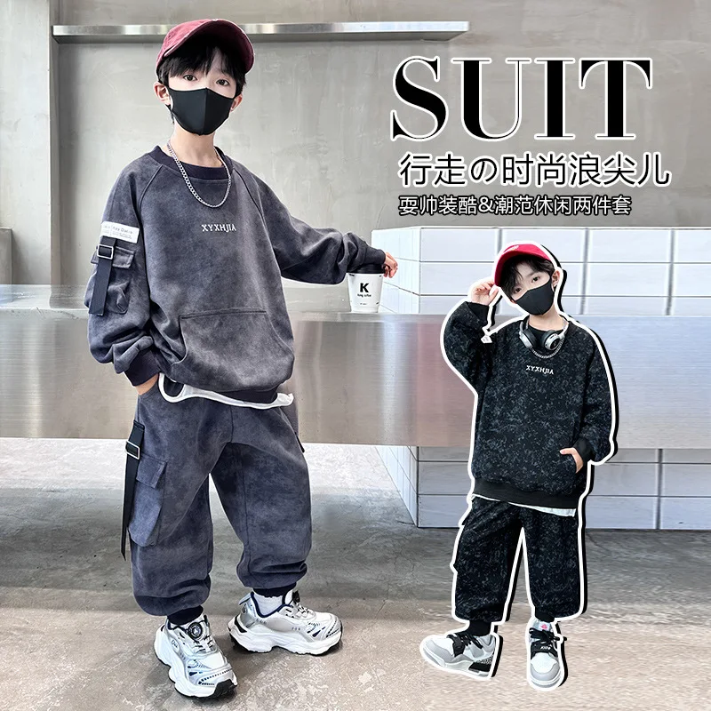 ZOETOPKID Children Long Sleeve Clothing Suits Spring Kids Casual Sweatshirt Sets Boy Girl Pullover+Pants 2Pcs Autumn Outfit