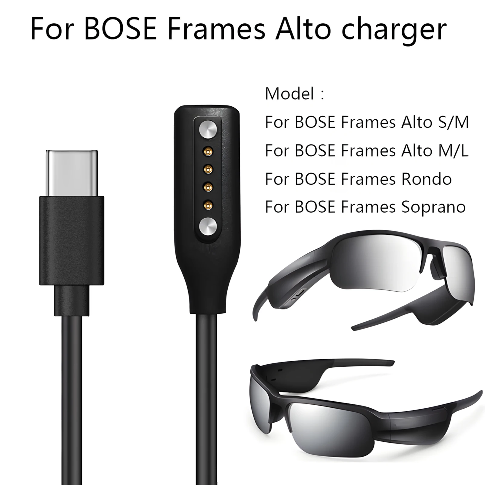Type C USB Charging Cable For Bose Frames Alto S/M M/L Glasses Charger For Bose Frames Rondo Soprano Charging Cables Accessory