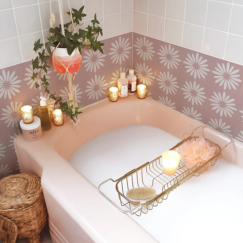 Bohemian Terracotta Tile Stickers, Self-Adhesive Vinyl Decals for Wall & Floor, Pack of 10 for Home Decor