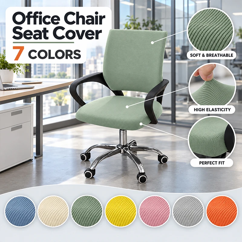 Stretch Office Chair Cover Elastic Computer Desk Seat Slipcover Removable Washable Rotating Chair Protector for Home Office