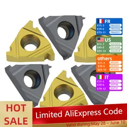 10pc 16ER / 22ER 1.5TR 2TR 2.5TR 3TR 4TR 5TR 6TR carbide thread insert trapezoid thread turning tool blade