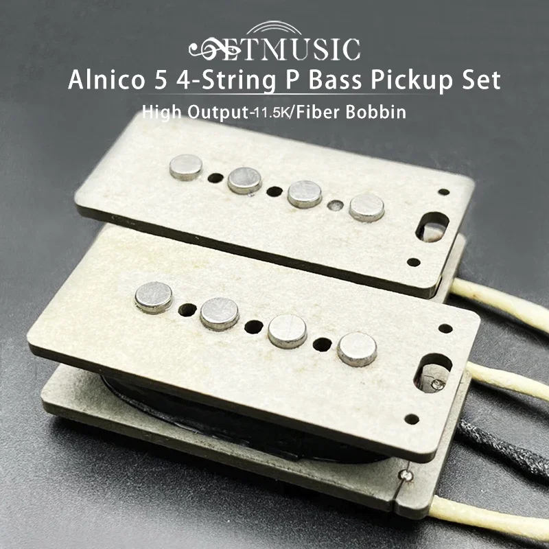 Precision Alnico 5 4-String Bass Pickup High Output-11.5K for P Bass With Grey Fiber Bobbin and Brown Enamelled Wire