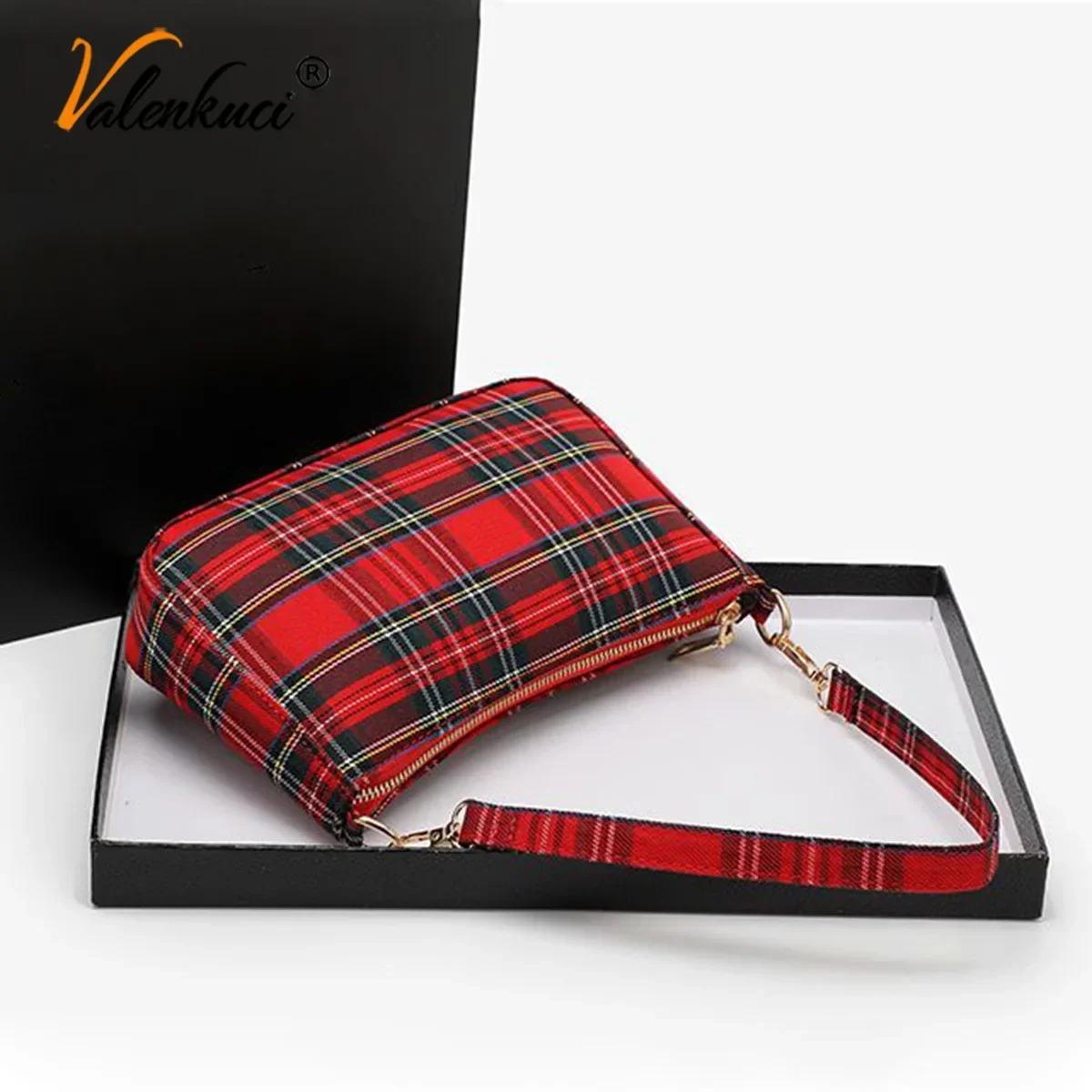 Fashion Vintage Retro Bags Designer Ladies Hand Bags French Plaid Red Bag Woman Elegant Small Women Shoulder Bags