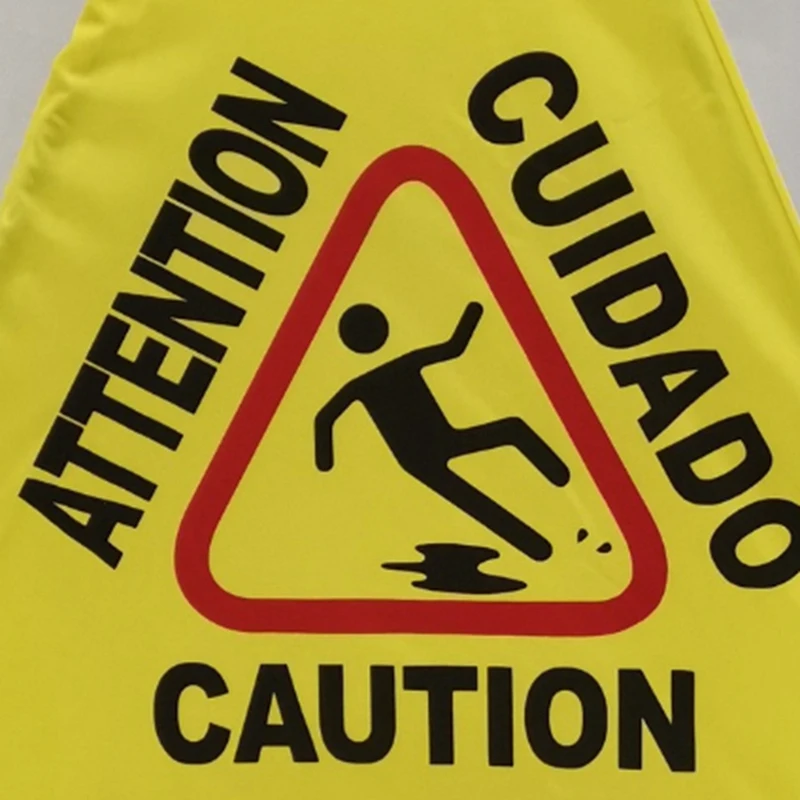 Caution Wet Floor Sign, Slippery When Wet Pops Up Sign, Wall Mounted Foldable Bilingual Safety Warning Alert Cone