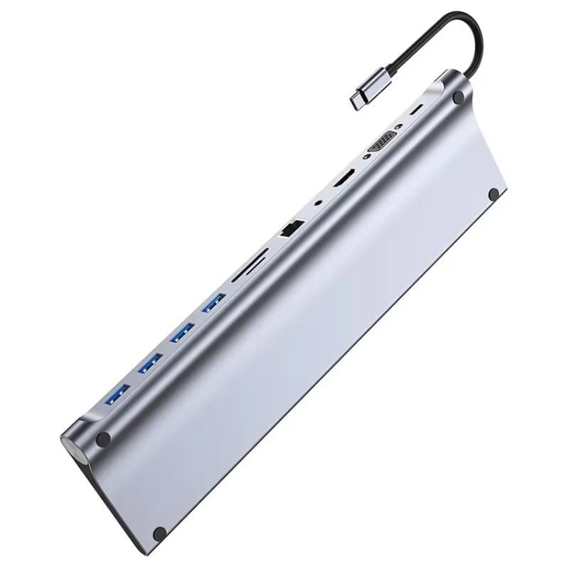 2025 heißer verkauf 11 in 1 USB C Hub Docking Station Typ C zu VGA 4K 1080P USB 3,0 Ethernet Netzwerk Hubs 11 Port Typ C Adapter für