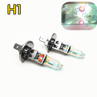2 Pcs H1 Rainbow Blue Plasma  Car Quartz Halogen Bulb Blue white light Fog Lamp 12V55W Automobile Headlamp