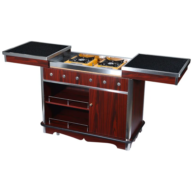 Hotel high single head cooking cart mobile abalone cart mobile cooking floor delivery truck double head luxury cooking