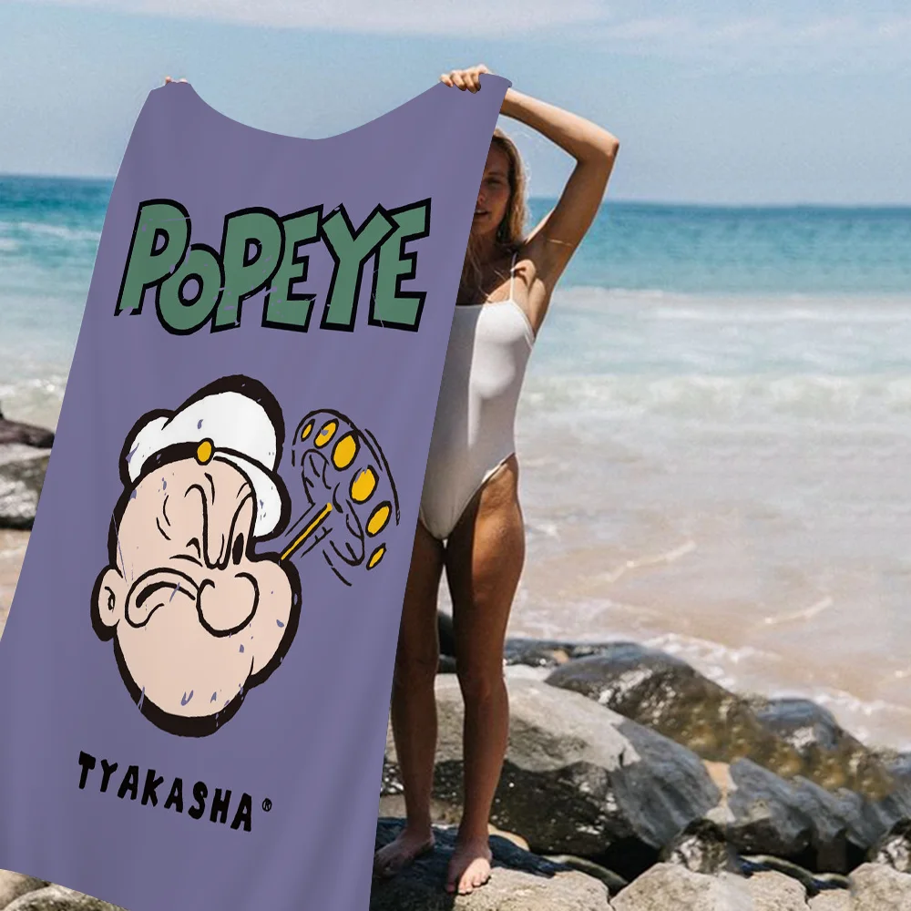 P-Popeye Man Microfiber Printed Beach Towel Mountain Climbing Yoga Beach Swimming Running Absorbent Soft Towel