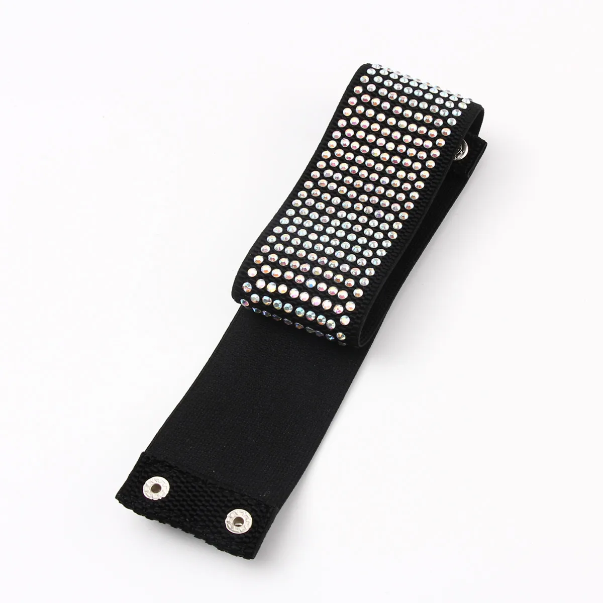 Extended Latin Dance Elastic Waist Belt Women's Fitness Training Buckle Waistband Glittering Diamond Stainless Steel Clasp