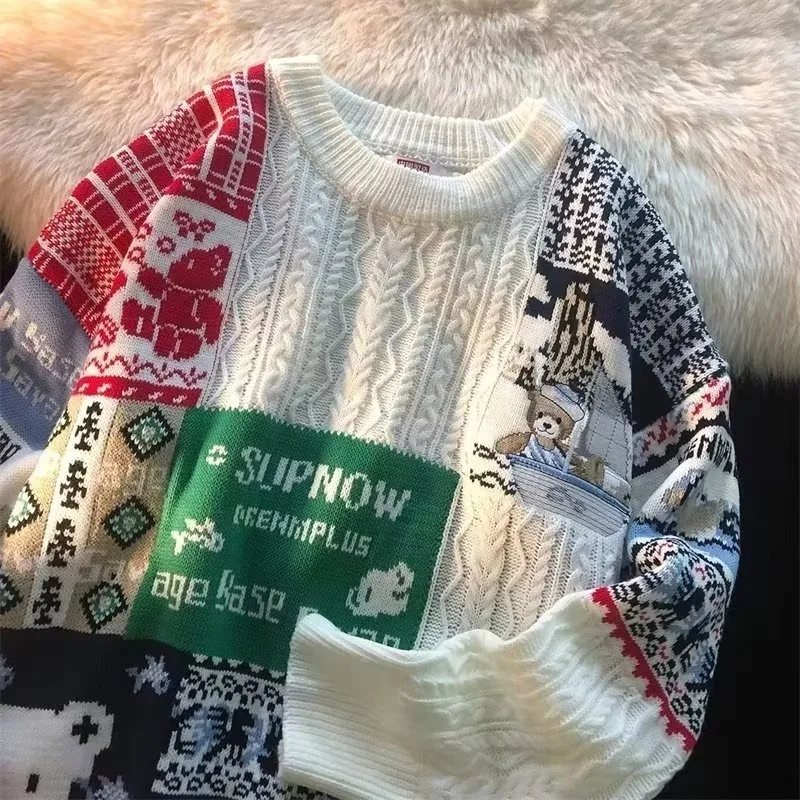 

Свитера для мужчин и женщин осенью и зимой, ретро и ленивый стиль, мягкий и липкий пуловер, вязаный свитер, с нишей.