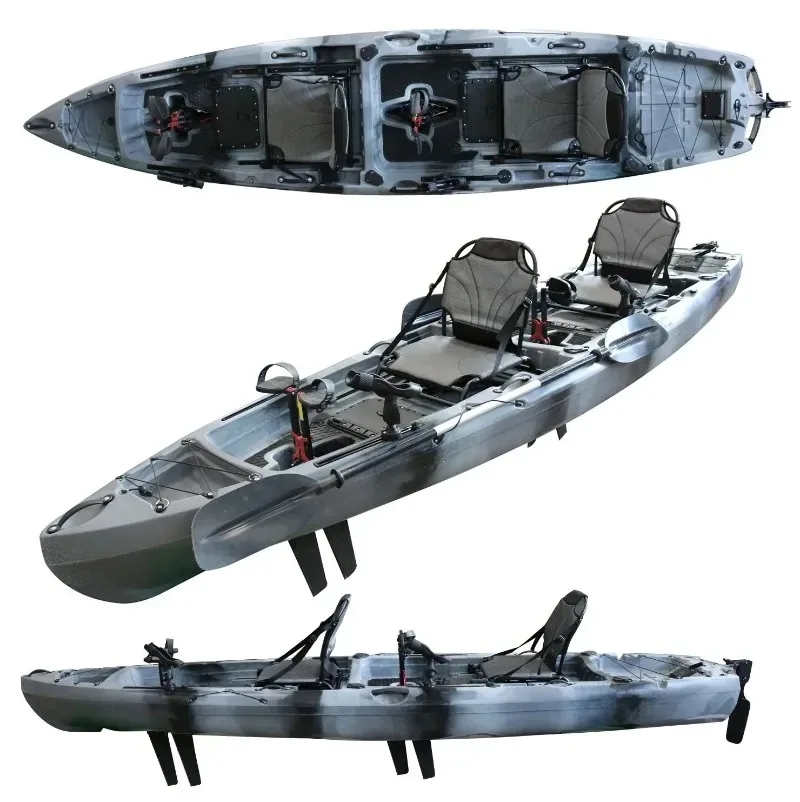 Outdoors Durable Two Person Fishing Flap Pedal Drive Tandem Kayak