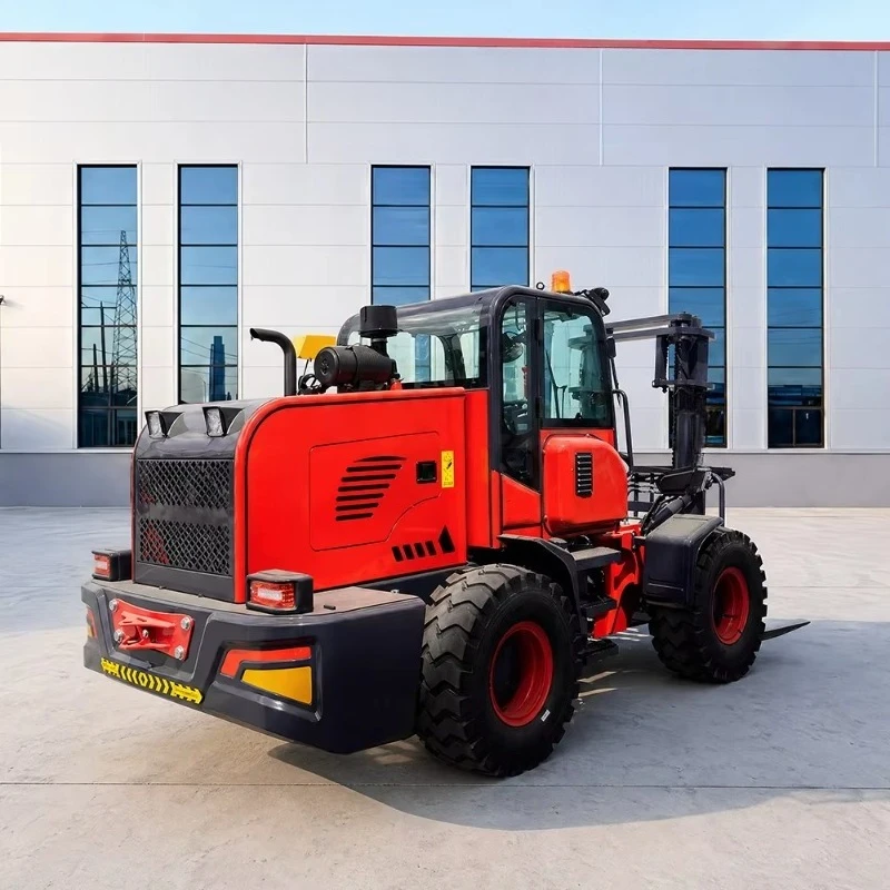 High Capacity Off Road Forklift 6 Ton With Four Wheel Drive And Side Shift Fork For Timber Yard Stacking