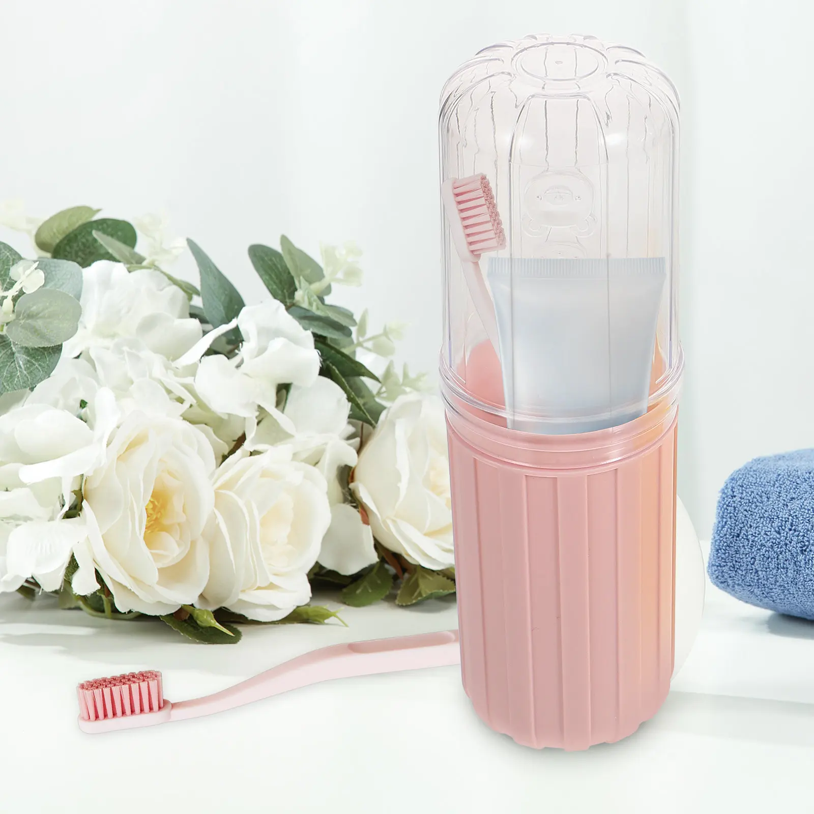 2Pcs Toothbrush and Toothpaste Travel Case Portable Storage Box Exquisite Fashionable Design Large Capacity Dental Tools