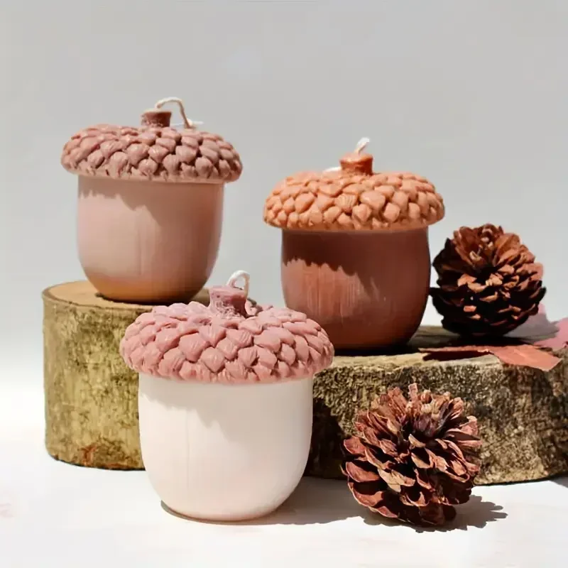 2026 new model advanced 3d hazelnut & acorn silicone candle mold for chocolate, fondant, cake decor, soap, plaster & diy crafts