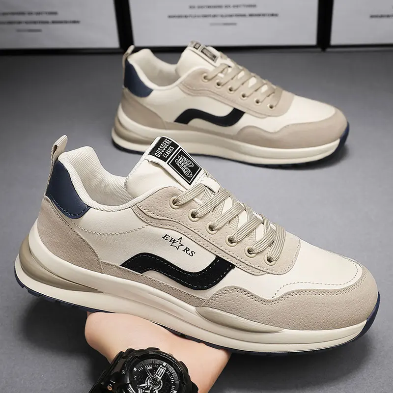 

Men's Casual Running Shoes Breathable Soft Bottom Leather Surface Trendy Spring Autumn Seasonal Comfortable Sports Footwear