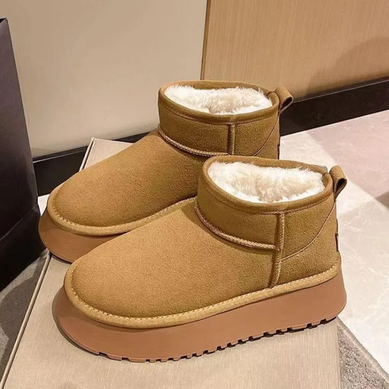 

Fashion Plush Warm Women's Snow Boots 2023 Winter Elegant Non-slip Flat Shoes Round Toe Outdoor Warm Women's Chelsea Boots