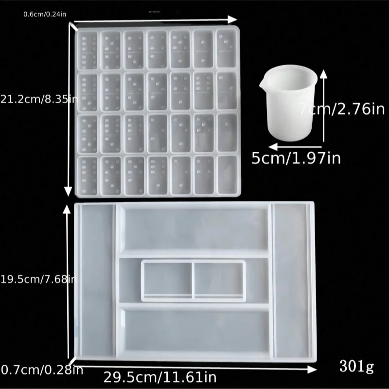 2 قطعة صندوق تخزين الدومينو قالب راتنجات الايبوكسي لتقوم بها بنفسك أداة معالجة لعبة الديكور قالب من السيليكون صب الحرفية