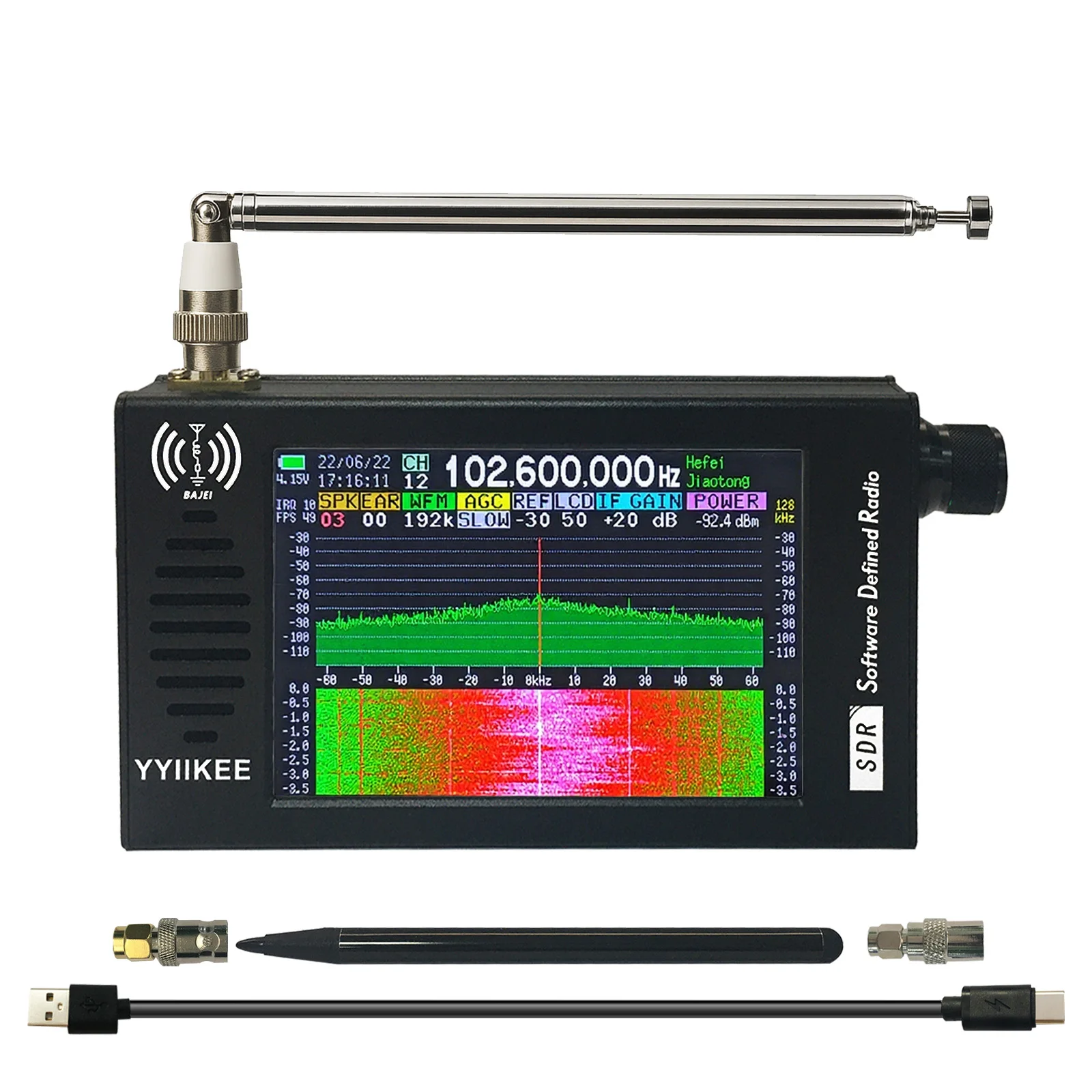 Portable SDR DSP Bajei Radio Receiver 100KHz-149MHz 4.3\
