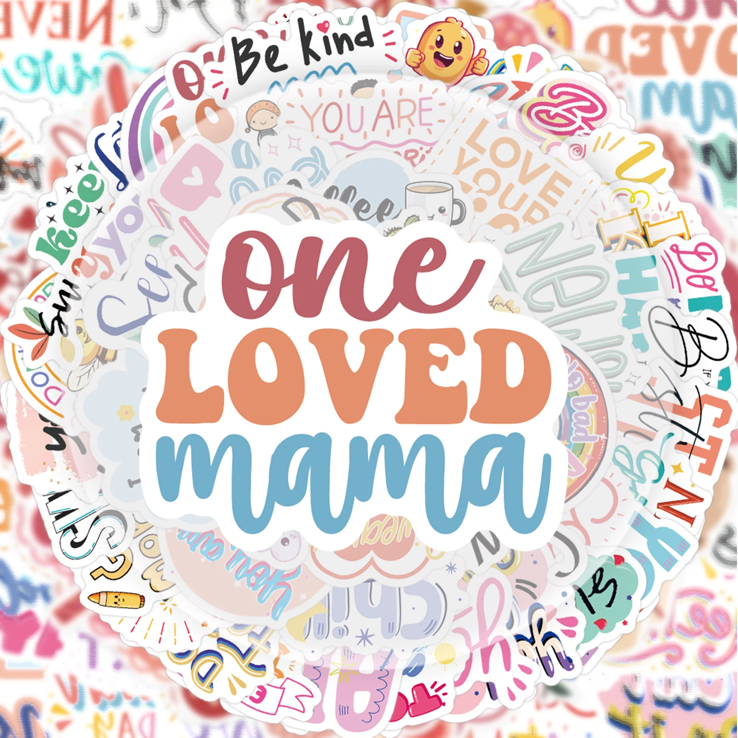 50 Inspirational English Stickers, Vibrant Sticker Decals Suitable for Water Bottles, Laptops, Mobile Phones, Suitcases, Skateboards, Guitars, and Party Decorations