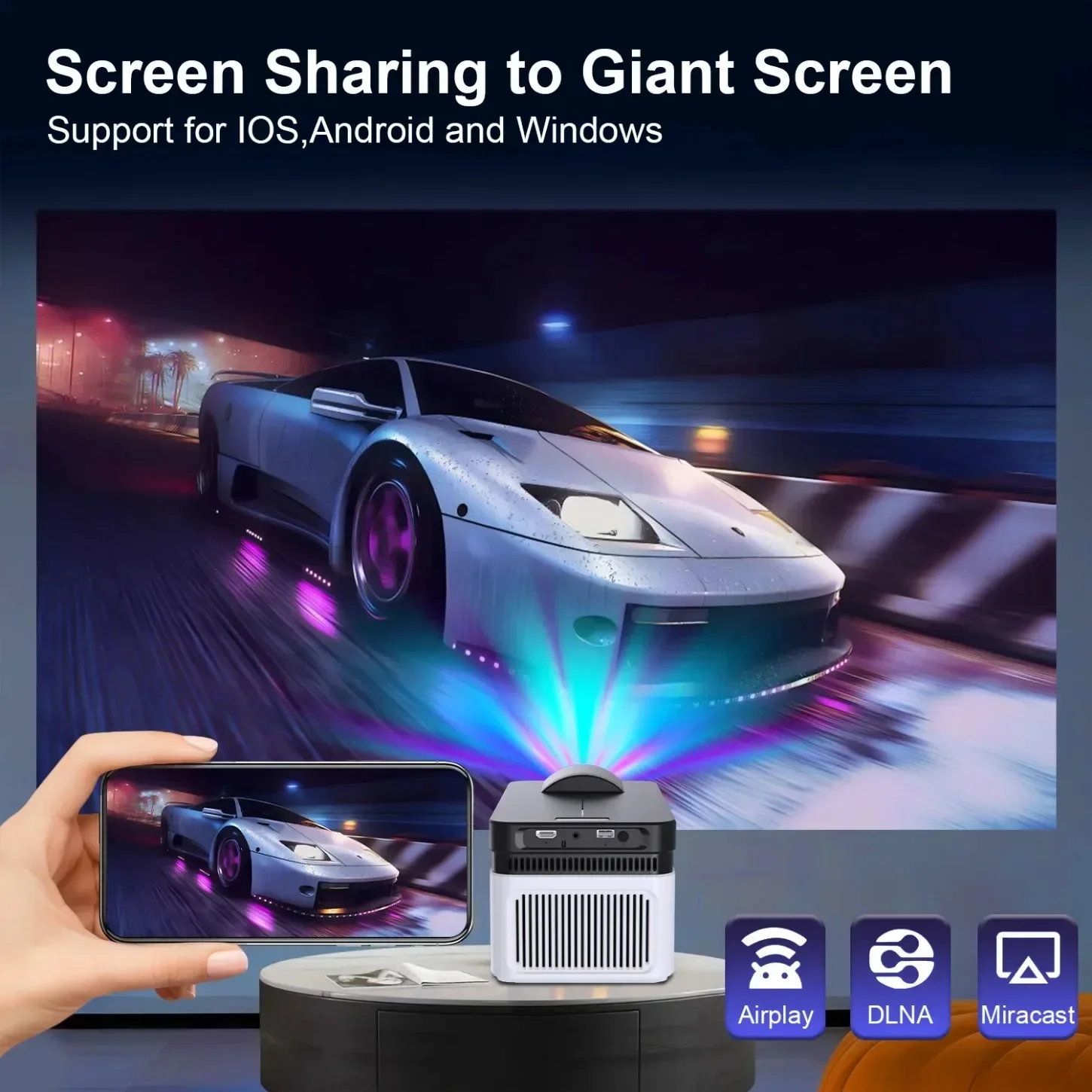 Projetor 900ANSI Android 11 8K 4K HY450 BT5.4 WiFi6 Ultra Short Throw Auto Offset Foco Eletrônico Projetor de Home Theater