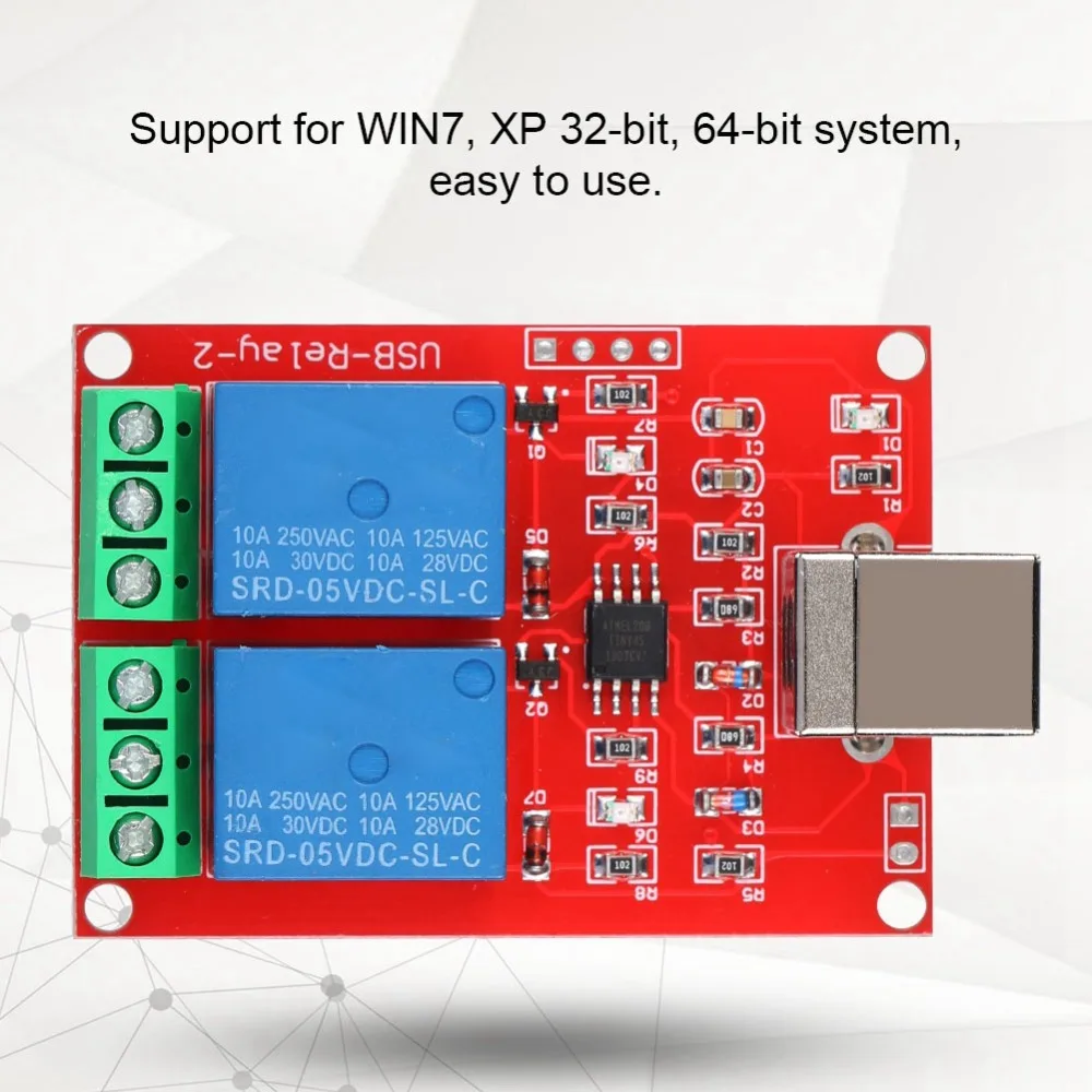 2-Channel USB Smart Switch Controller Plug and Play No Driver Required PC Relay Drive Module 5V USB Control Switch Relay