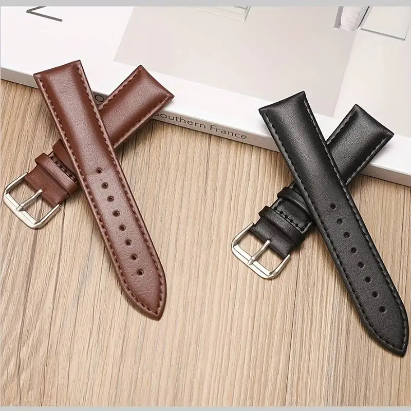 Business Soft Watchband Genuine Leather Strap Calfskin Men Women Universal Watch Band Watch Accessories Bracelet 18mm 20mm 22mm