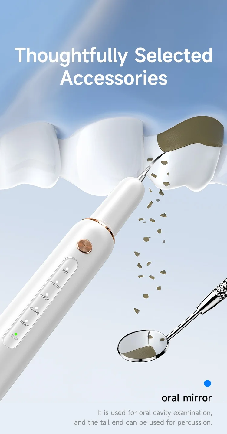 CURVY MOON T4 Tragbare Ultraschall-Elektrozahnbürste Professionelle Plaque- und Zahnsteinentfernung Zahnflecken-Entferner Reinigungswerkzeuge – Detail 8