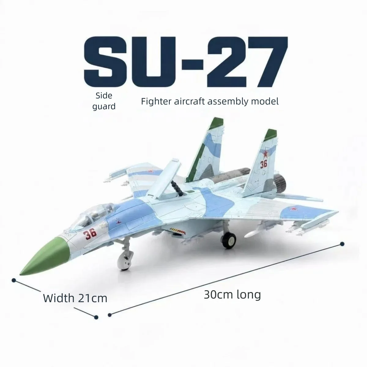1/72 Scale Su-27 Multi-Purpose Fighter Jet Aircraft Assembly Model ABS Glue-Free Military Collectible Airplane Building Display