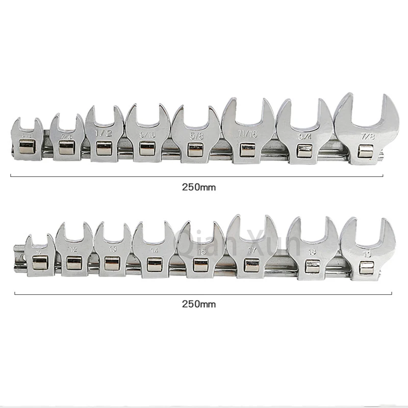 8Pcs 3/8 Inch Drive Crowfoot Wrench Set 10-22mm Metric Chrome Plated Crow Foot Metric or Imperial Keys Set Multitool