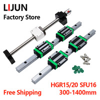 LIJUN 2pcs HGR15 HGR20 Linear Guide Rail+4 Slider Blocks+1 kit Ball Screw SFU1605 SFU1610 for CNC part XYZ axis Router Engraver