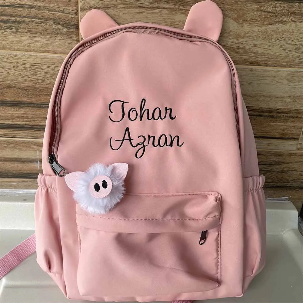 

Personalized Embroidered Solid Color Rabbit Ear Bag, Kindergarten Outdoor Travel Snack Bag, Custom Christmas/Birthday Gift Pack