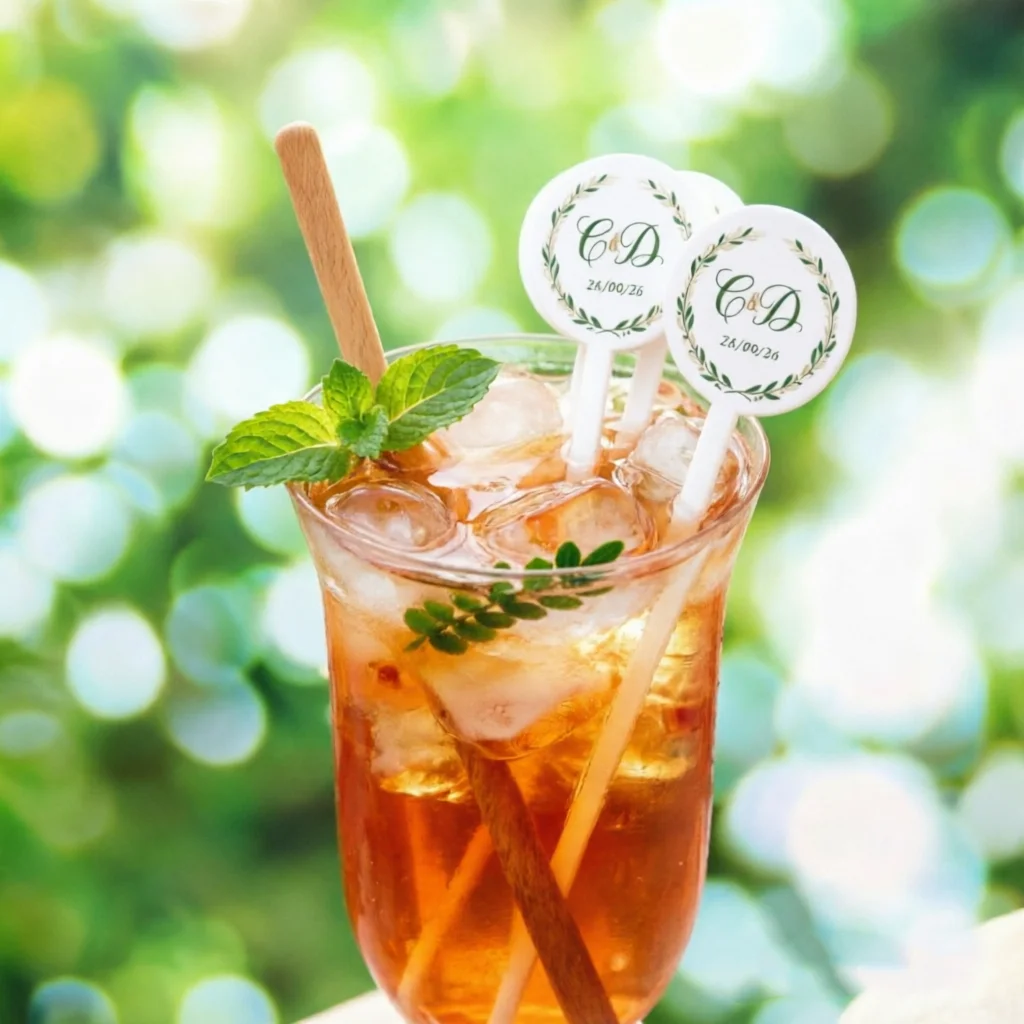 

50PCS Personalized Drink Stir Sticks Custom Printed Logo Cocktail Swizzle Stirrers Wedding Drink Tags Glass Charms Decor