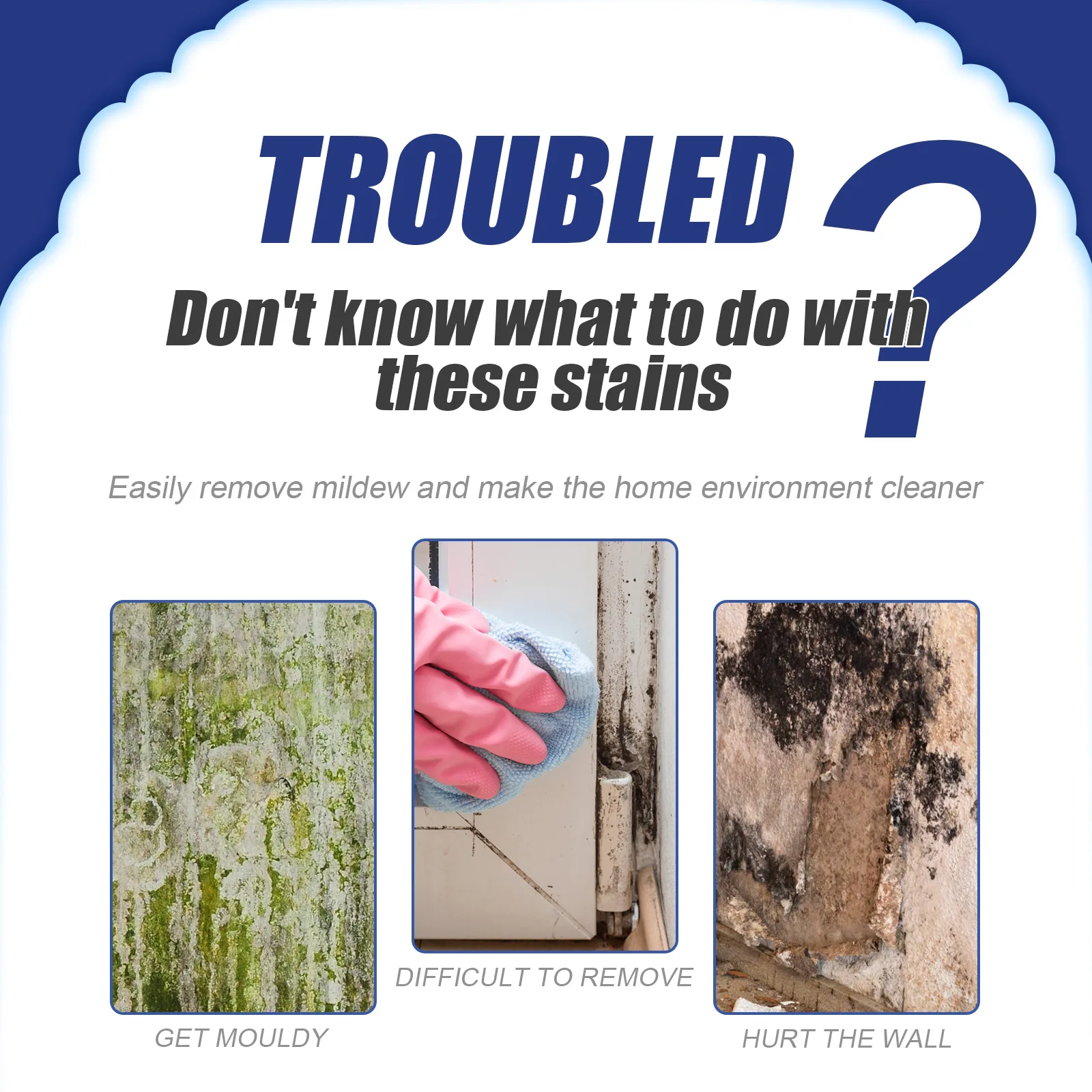 Agente de Reboque para Parede e Banheiro, Removedor de Eliminação do Mildew, Cozinha Poderosa e Banheiro