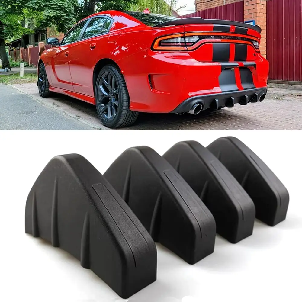 Universal 4PCS/set Rear Bumper Diffuser Mini Fin Spoiler Lip 4 Wing Splitter Black/Carbon Fiber Look Exterior Car Accessories