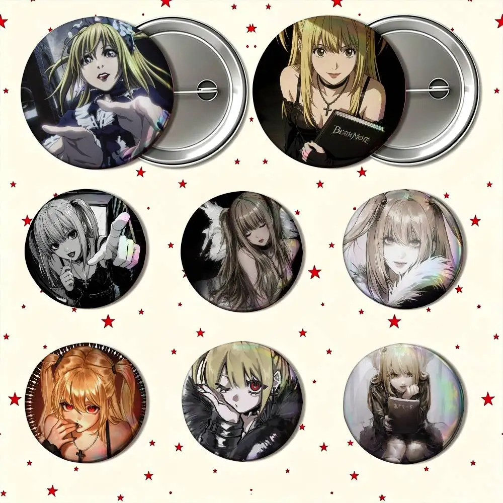D-Death N-Note Misa Amane Enamel Pin Tinplate Round Brooch Cosplay Nijigen Otaku Culture Badge 25mm 32mm 44mm 58mm