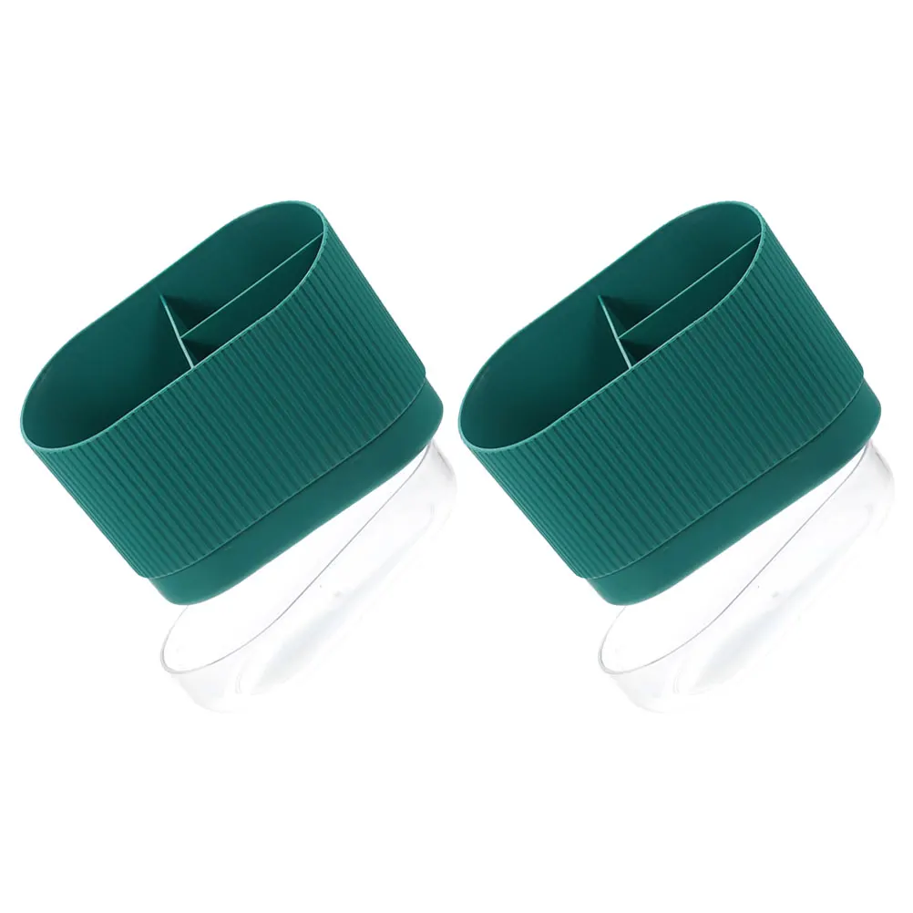 

2Pcs Kitchen Utensil Holder Plastic Silverware Organizer Large Capacity Cutlery Draining Box Chopsticks Forks Spoon Countertop