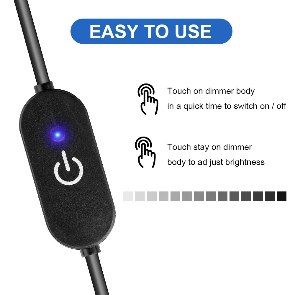 DC12V 5V 3A LED Tape Lights Touch Dimmer Switch Brightness Dimming Memory Function with DC Plug for 5050 SMD COB LED Strip image 4