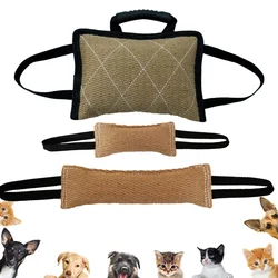 Durable Dog Training Tug Toy Bite Pillow Jute Bite Toy Sleeve with 2Rope Handles Large Dog Training Interactive Play Chewing Toy