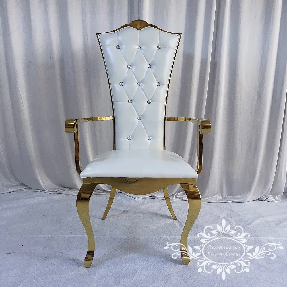 Golden Stainless Steel Wedding Arm Bride and Groom Chairs