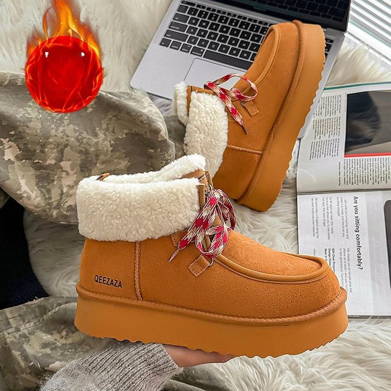 YUYIN Winter Chunky Platform Women Fur Snow Boots Keep Warm Thick Sole Warm Cotton Short Booties Shoes Zapatos Mujer