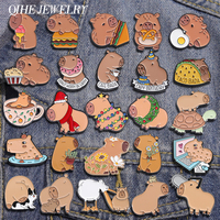 Christmas Capybara Collection Enamel Pins Cartoon Dolphin and Burgers Sandwich Brooch Bag Lapel Badge Jewelry Gift for Friends