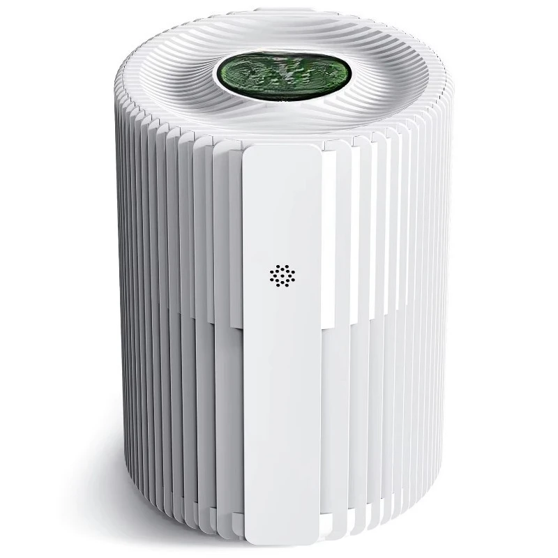 White air purifier with 360 degree trend, 3 stage filter, 5 speed wind speed, suitable for bedroom office