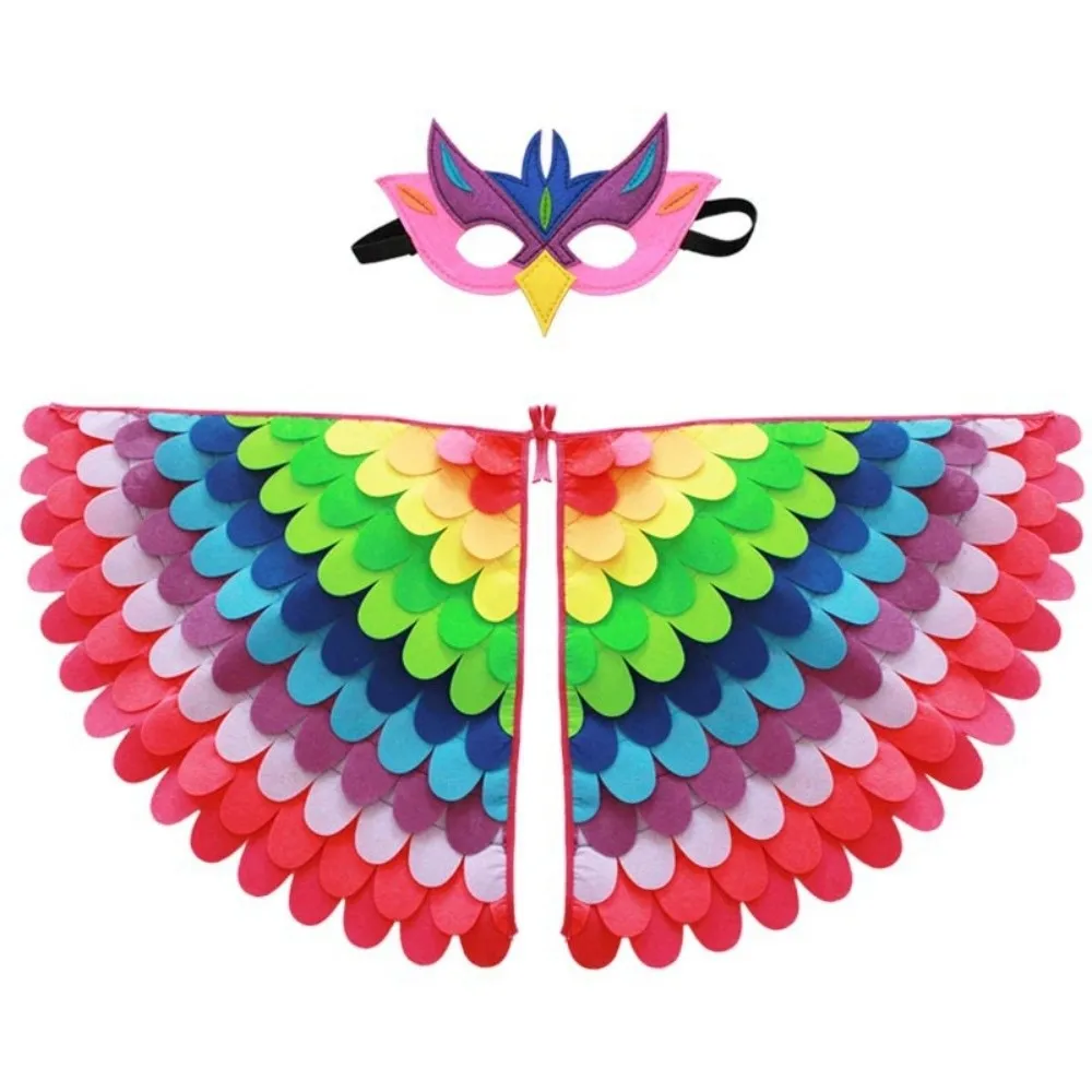 Cute Felt Cloth Halloween Cloak with Mask Bird Wings Owl Halloween Children Costume Cosplay Robe Cape Mask Set Children