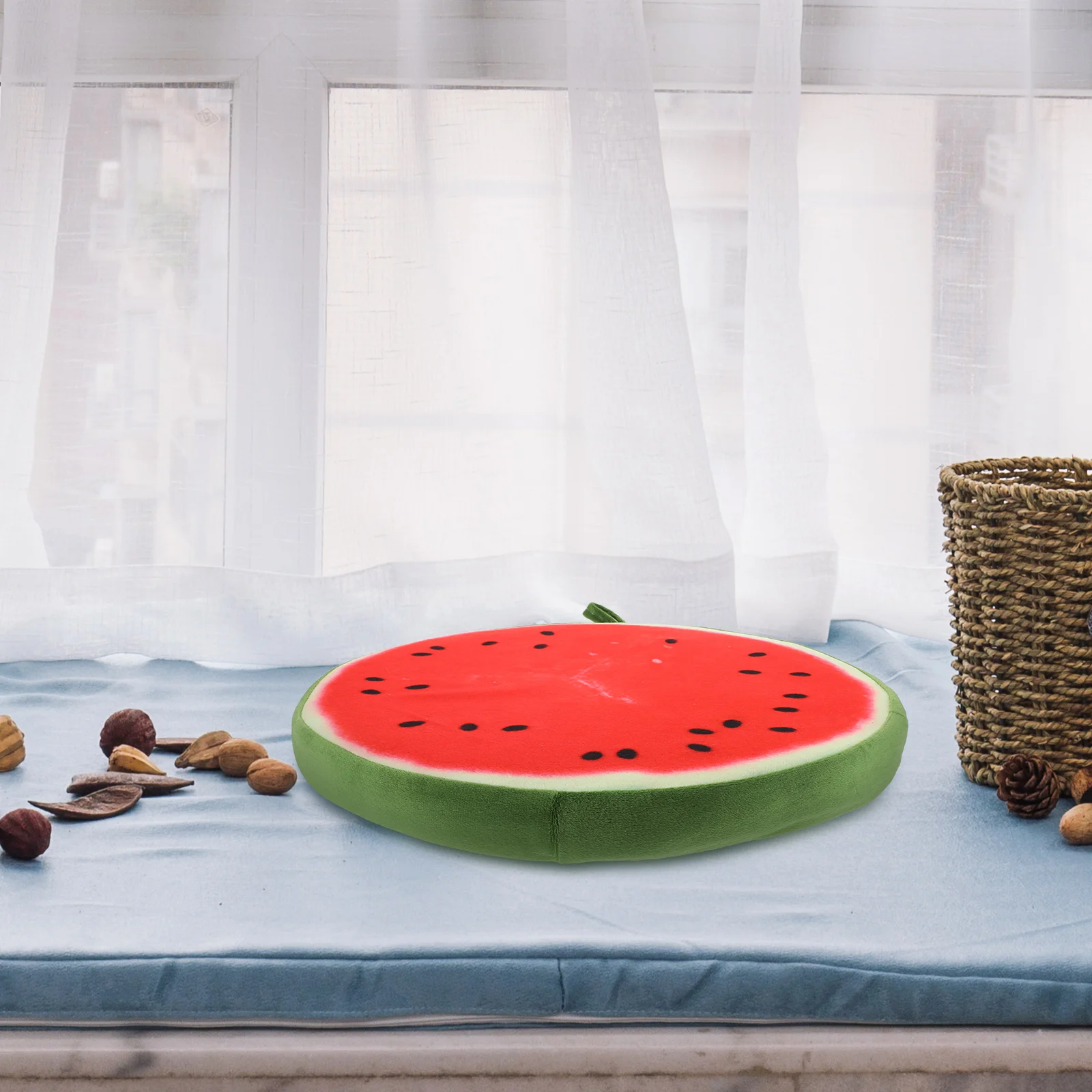 

33 Cm Round Watermelon Seat Cushion Fruit Pattern Pillow For Sofa Office Home Decor Machine Washable Lint Free Filled